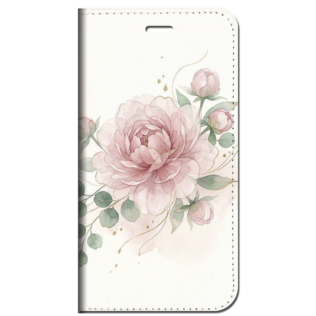iPhone対応 スマホ 手帳型ケース 芍薬 シャクヤク 水彩 花柄 ユーカリ ボタニカル 上品 ピンク 大人可愛い エレガント 華やか フラワー 癒やしスマホケース スタンド 【iPhone17 / iPhone16e / iPhone16 他 iPhone各機種対応】 |iaspfl05