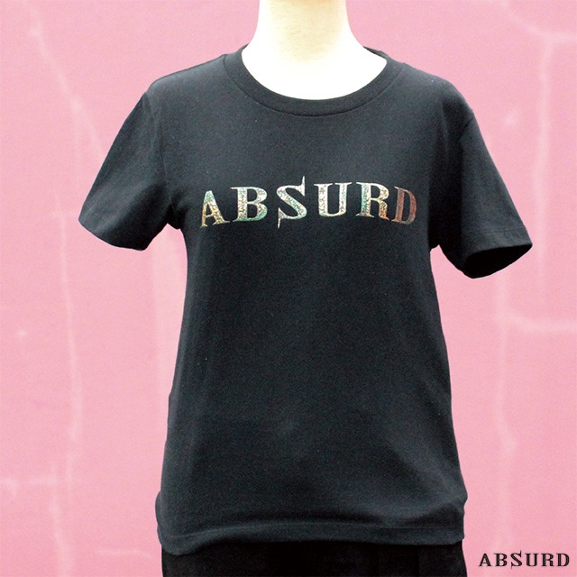 【数量限定!】 ABSURD Ｔシャツ オリジナルプリント ガンメタ メタリックグリーン 黒 アブサード LOGO-T1