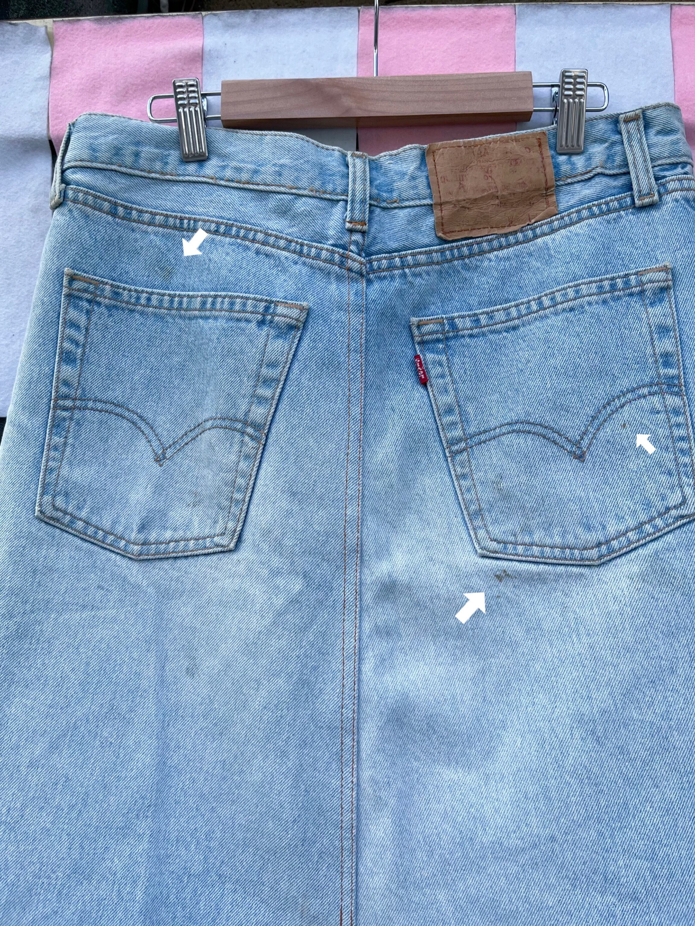 cat printed denim skirt