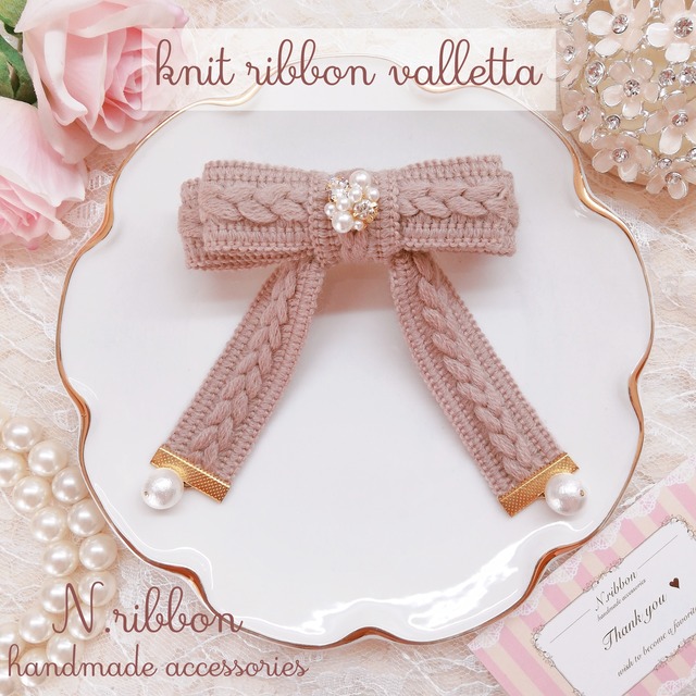 《 knit ribbon bijou valletta 》ニットリボンビジューバレッタ