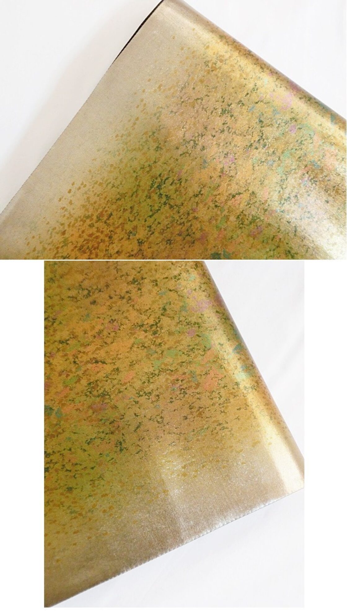 錦 袋帯 垂れ部分にワンポイント柄／焼箔仕様☆黒地に焼箔【美品 