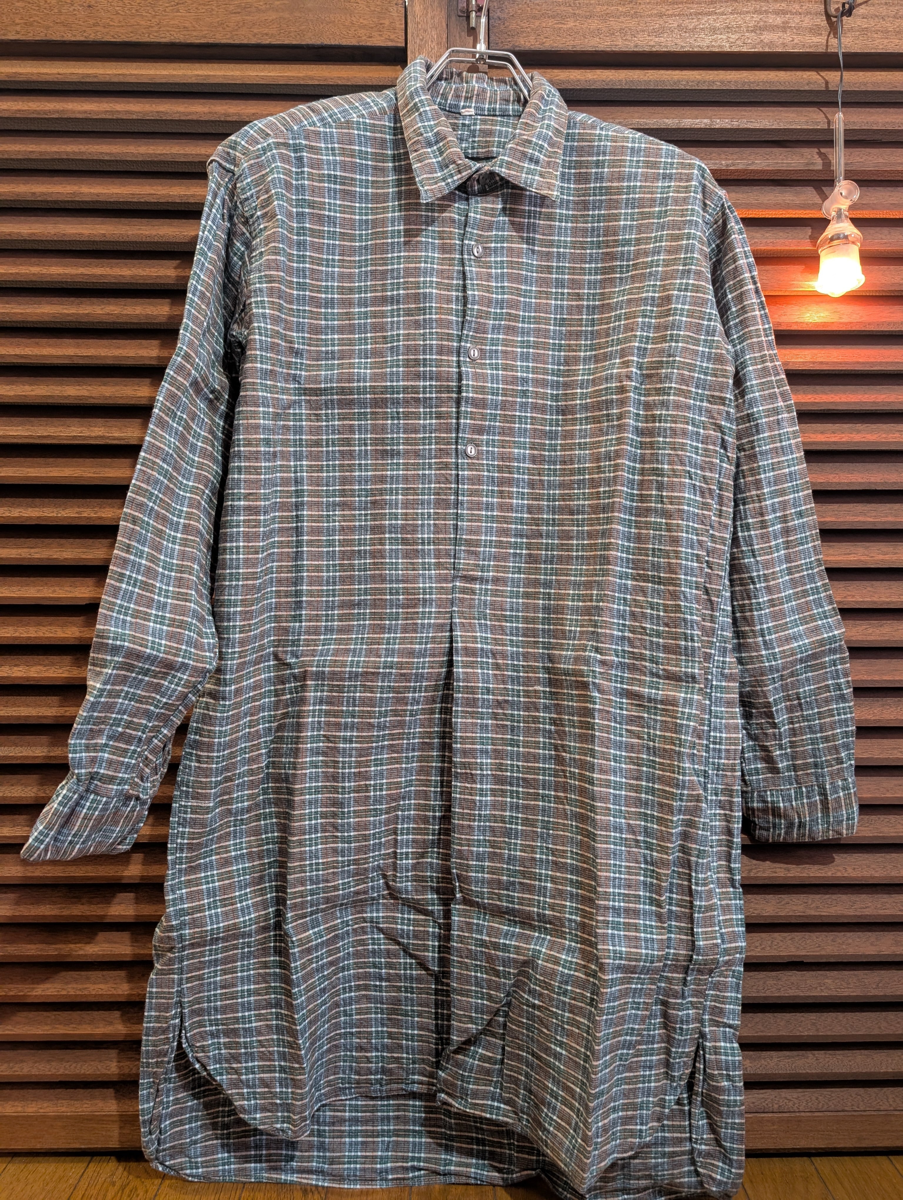 Euro Check Grandpa Shirt Gray Green