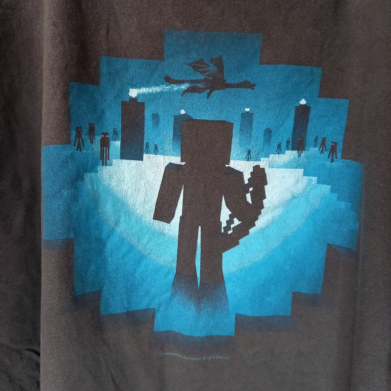 MOJANG　マインクラフト　クルーネック　プリントTシャツ　ブラック　XL