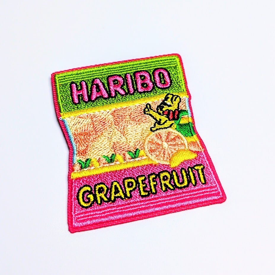 送料無料！ ★刺繍アイロンワッペン★  【 HARIBO（ハリボー）】GRAPEFRUIT〚アメリカン雑貨 アメトイ〛