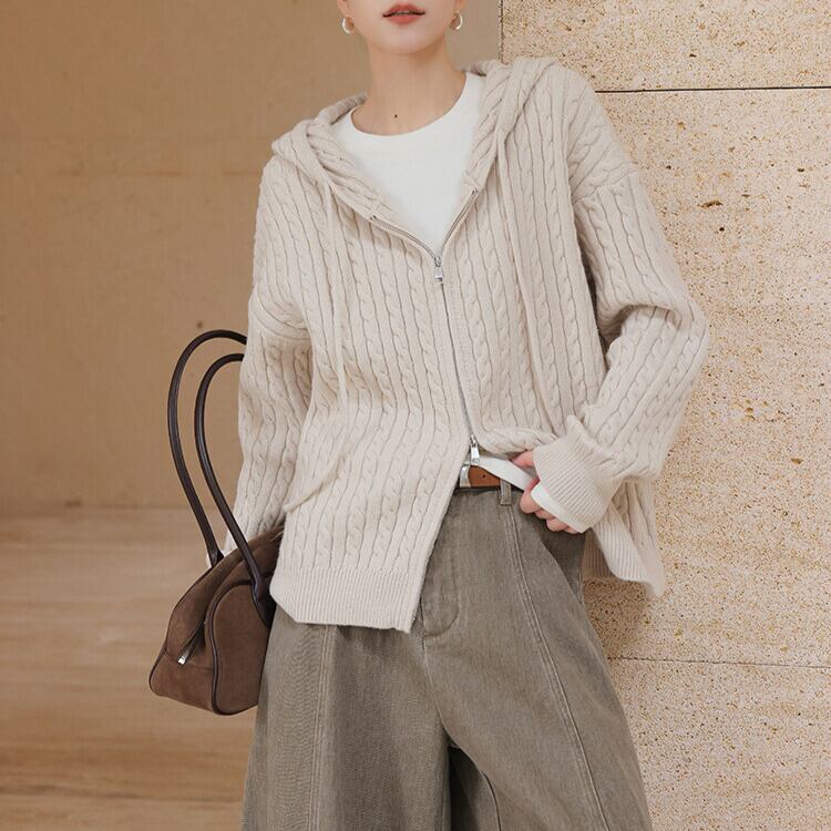 ジップアップ ニット フーディ 2col H11108