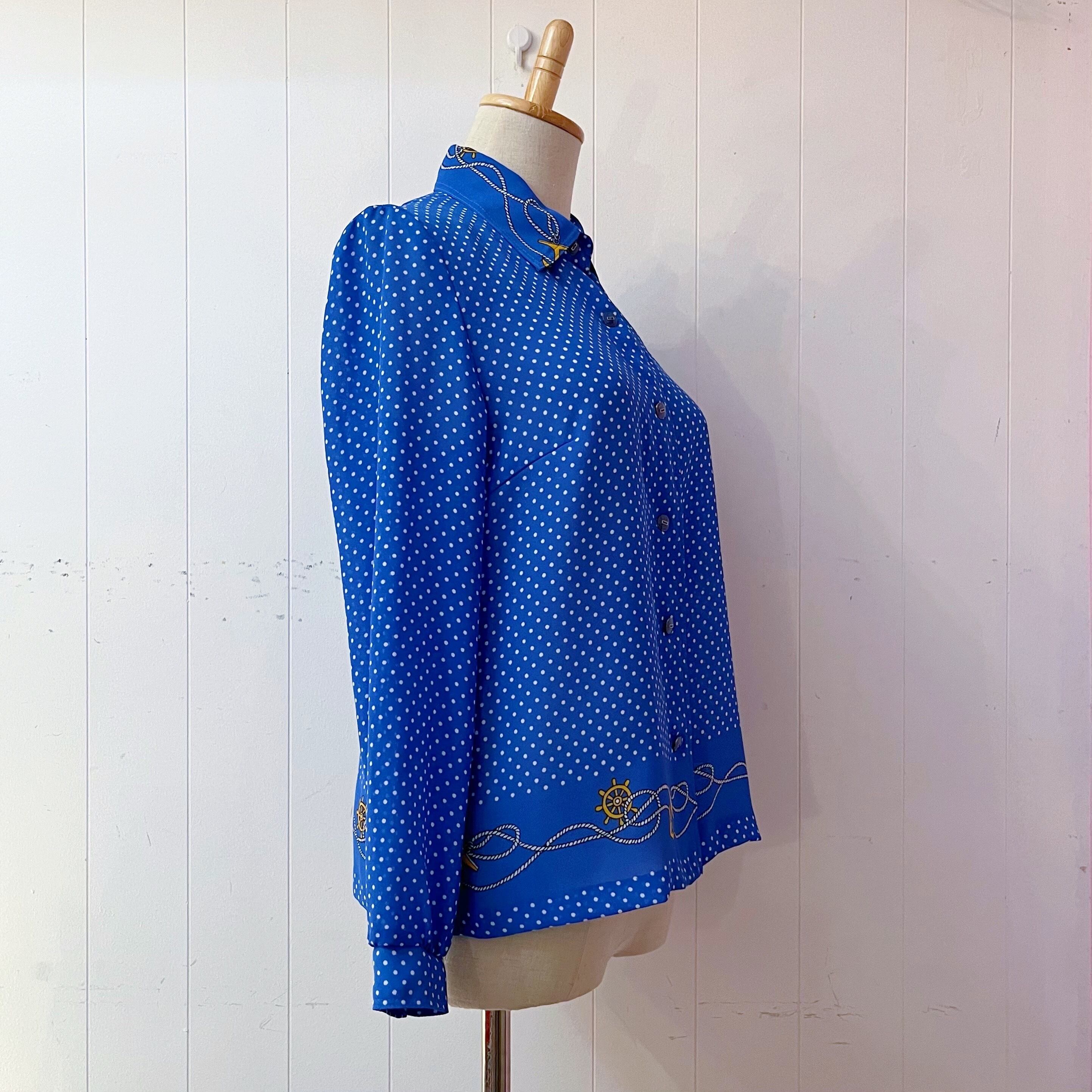 marine dot blue shirt