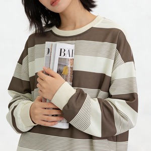 ボーダー柄 ロング Tシャツ レディース 春秋 韓国 長袖 トップス 大人 カジュアル おしゃれ ゆったり 体型カバー ロンT 大人可愛い 大人女子