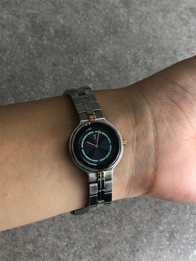 Yves Saint Laurent イヴ・サンローラン 腕時計 シルバー×ブルー コンビカラー ステンレススチール クウォーツ 5421-H13855 vintage ヴィンテージ オールド uchgez