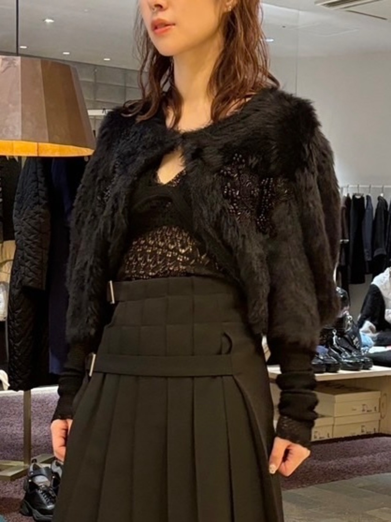 24AW】FETICO フェティコ / FUR KNIT BEAD EMBROIDERED BOLERO | TRENT 