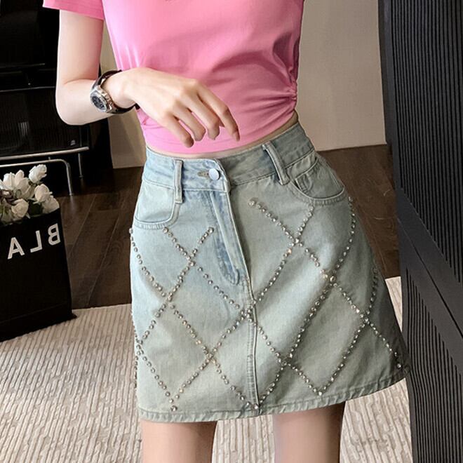 【bottoms】ビジューデニムスカート M22708