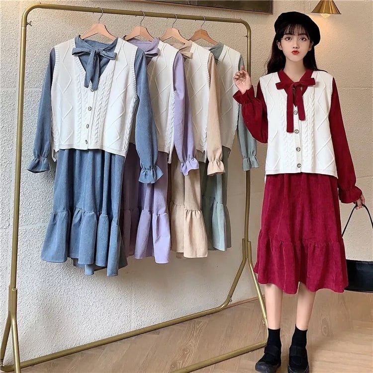 新品未使用【フレアスカート】ワンピース【Mサイズ】セット販売　韓国ファッション