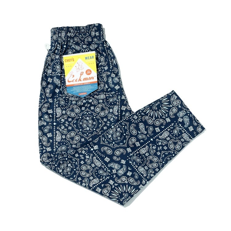 COOKMAN (クックマン) Chef Pants 「Paisley」 Navy シェフパンツ ペイズリー ネイビー 231-01893