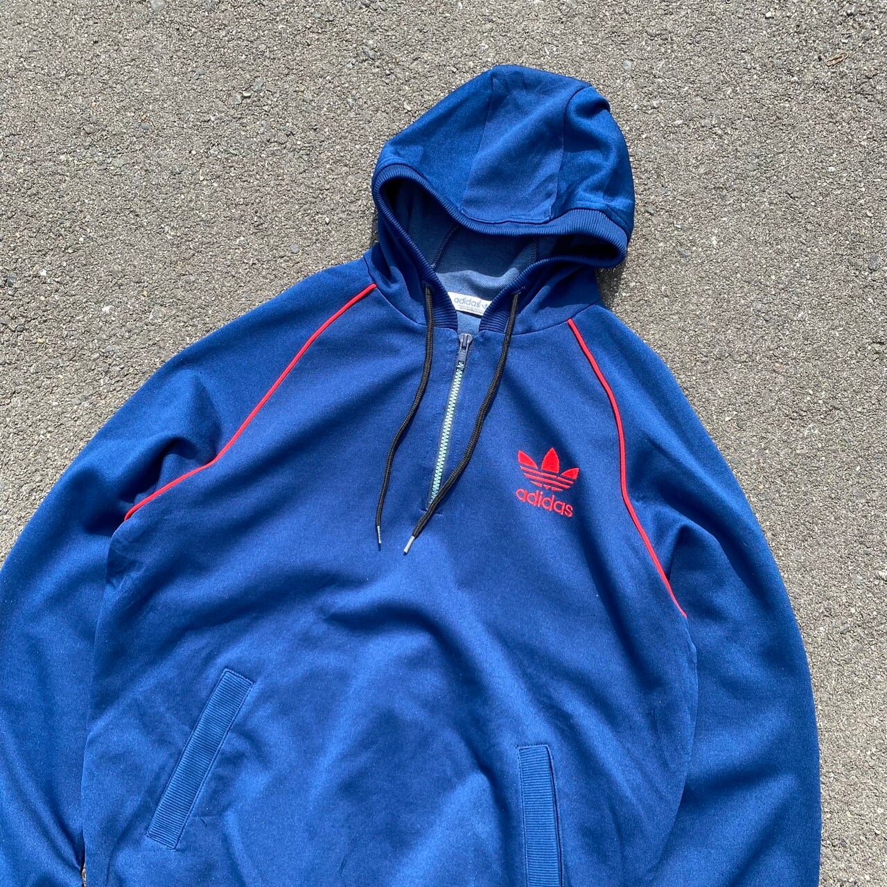 70年代 DESCENTE製 adidas アディダス トレフォイルロゴ 刺繍 ハーフ  