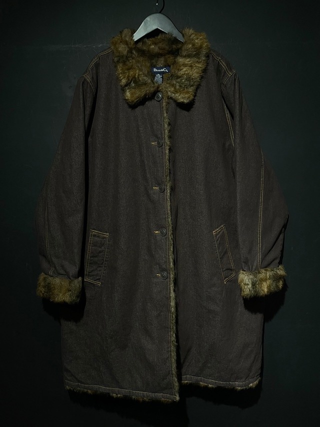 【WEAPONVINTAGE】Denim × Fur Vintage Loose Long Coat