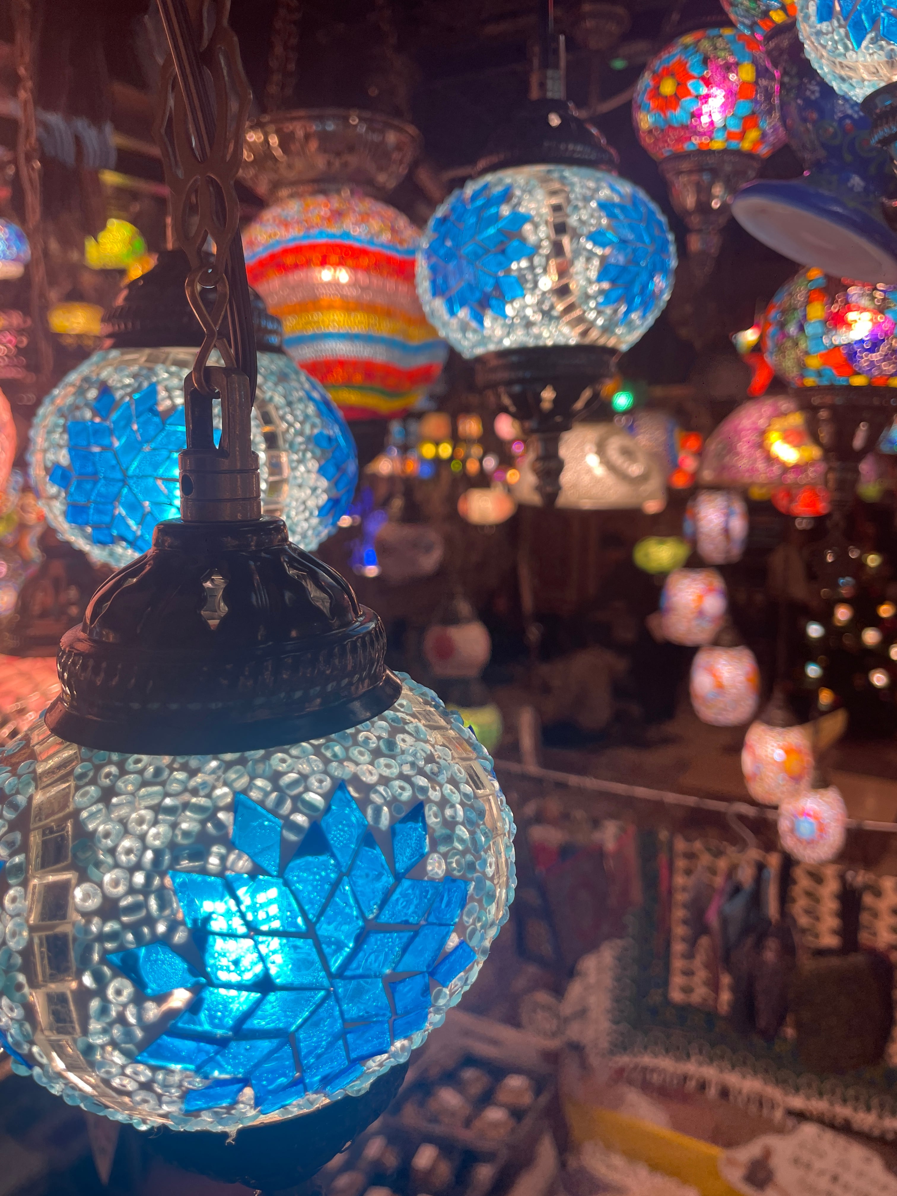 トルコランプ　5連ランプ　モザイクランプ トルコモザイクランプ5連シャンデリア 【シーリング接続】 | zakurotokyo