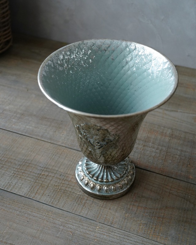 【アイアン植木鉢】シャイニーカップ 　φ21.5cm x  H25cm　底穴あり