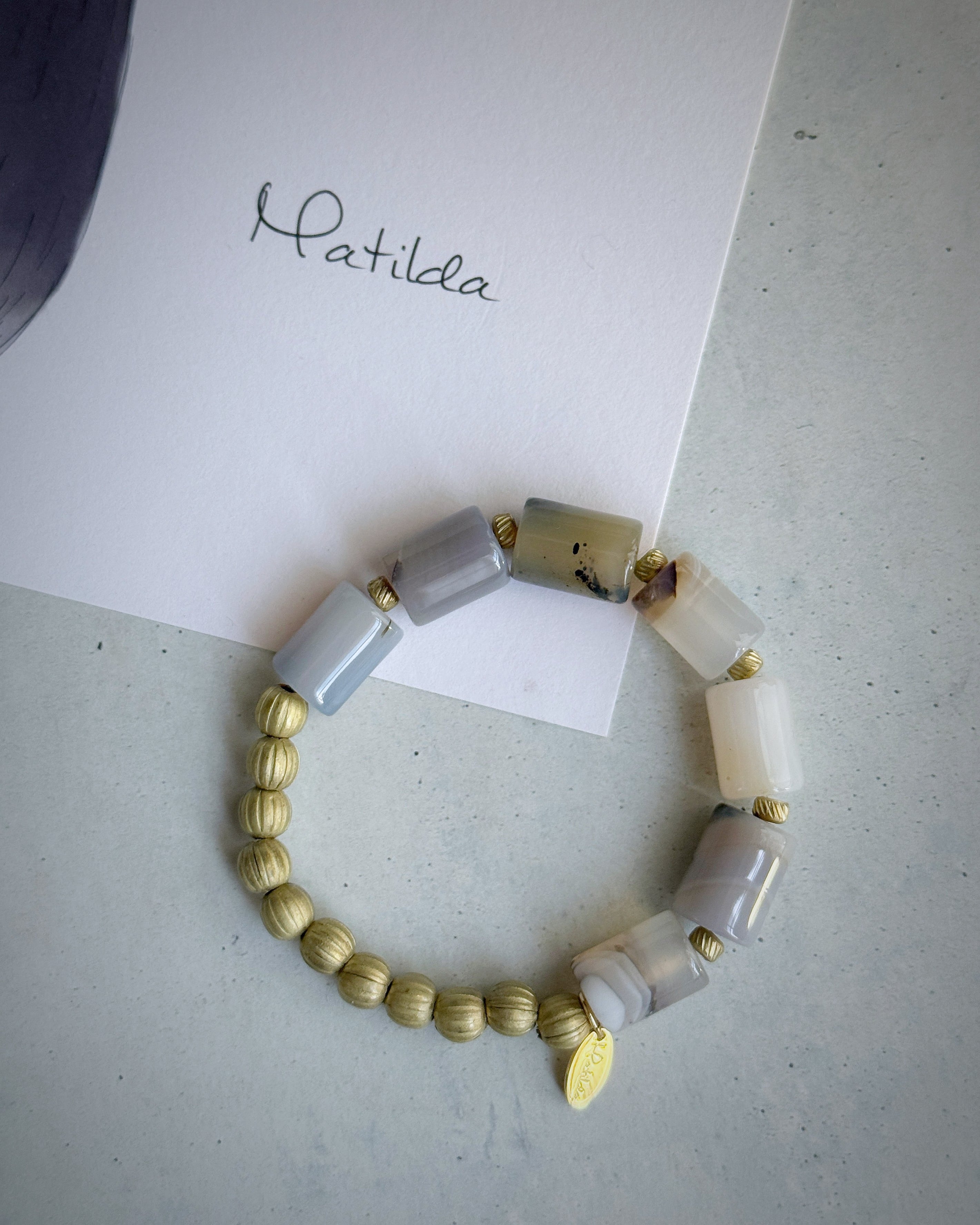 bicolor bracelet(モンタナアゲート×真鍮)