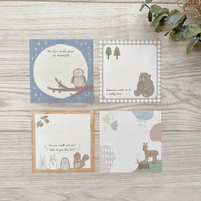 『森のやさしいおともだち』スクエアメモセット