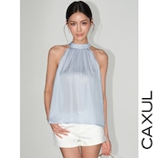 Sheer Satin Halter Top/2color