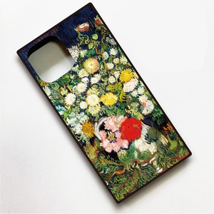 【フィンセント・ファン・ゴッホ】～花瓶の菊と野の花々～ 絵画スマホケースiPhone用 全機種対応 強化ガラス製