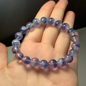 01.スカイブルー×カラーレスバイカラーフローライトブレスレット