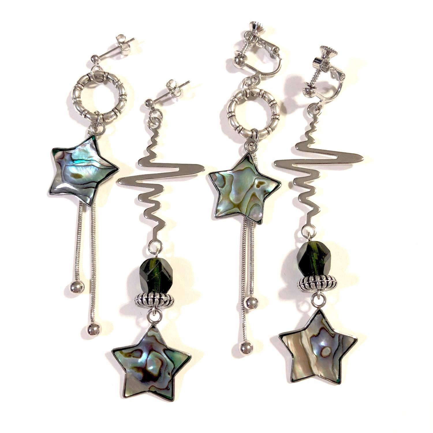 星型シェルのアシメントリー〈ピアス/イヤリング〉 | Dua-アクセサリー