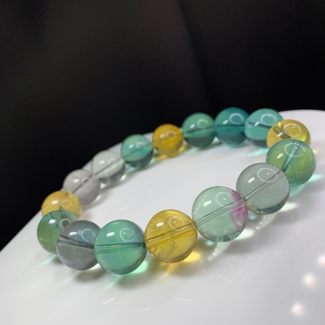 b210 グリーン×イエローフローライトブレスレット