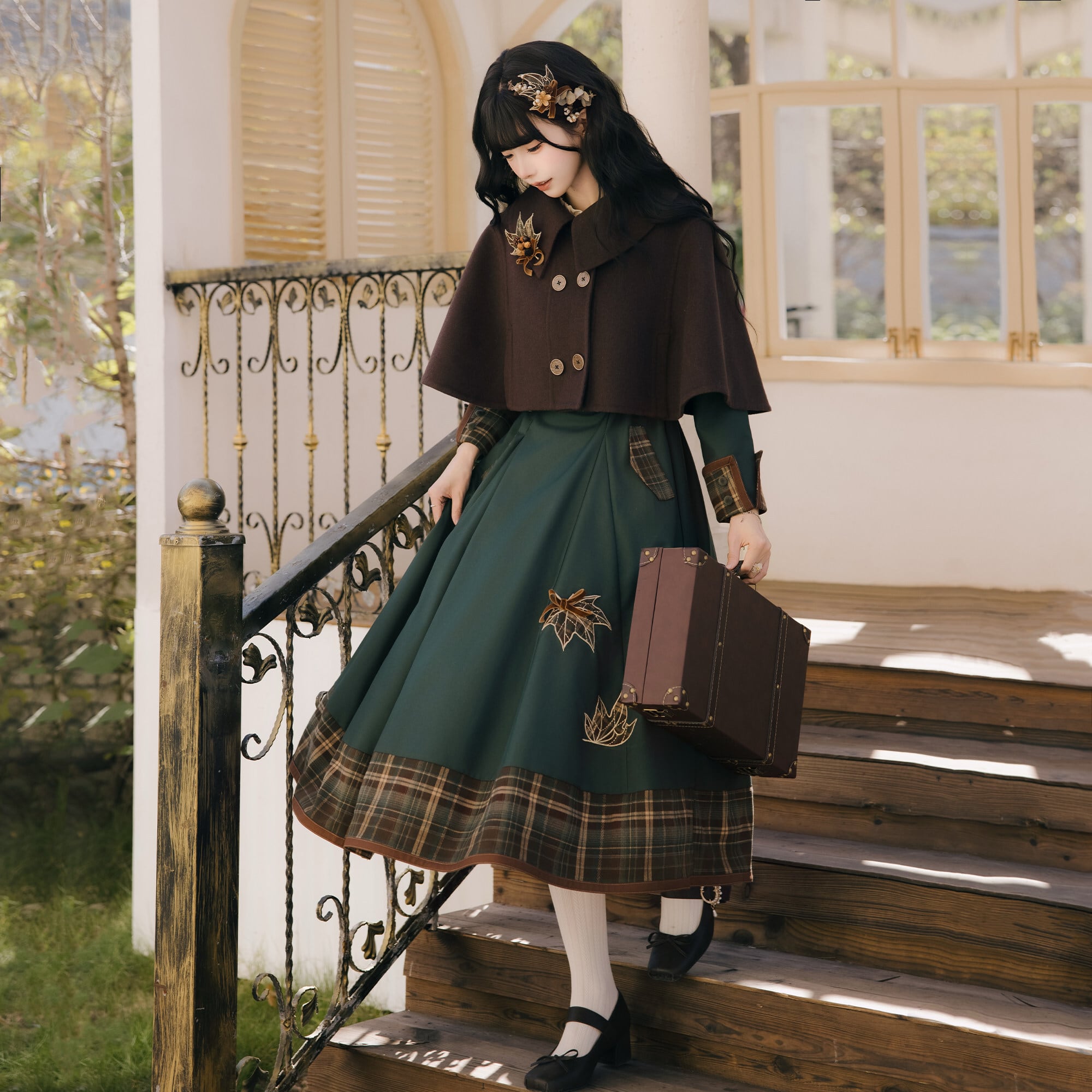 ロリィタ レトロクラシカル 森ガール風 ワンピース フォレストグリーン