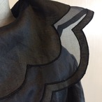 70s linen ruffle collar blouse