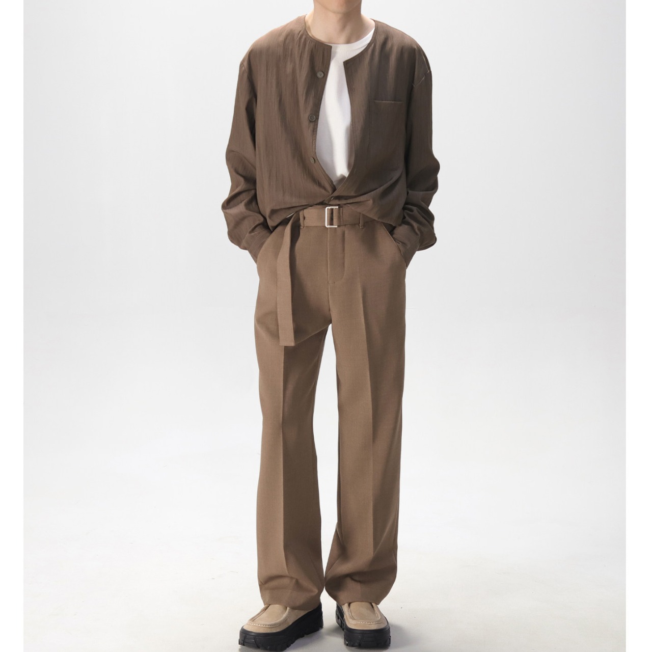 バンドカラー リラックスフィット シャツ　TB1838・画像4