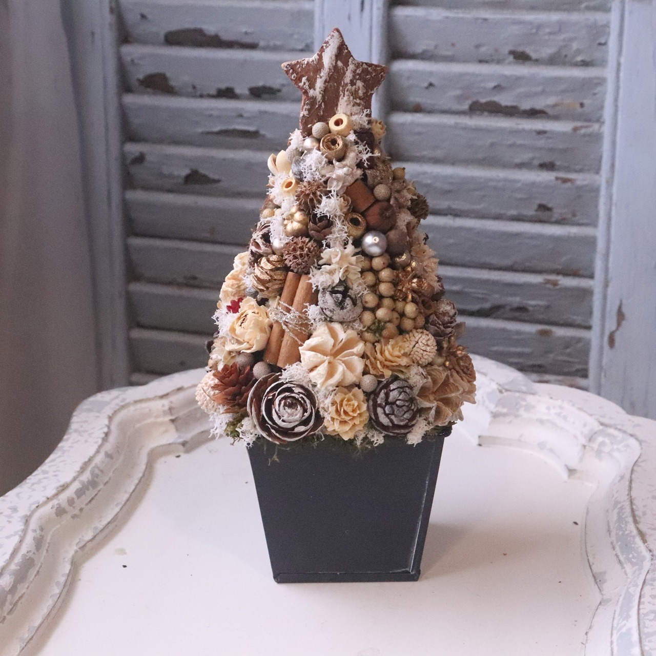 木の実ツリーL　1点もの｜木の実の小さなクリスマス飾り　木の実いっぱい　冬のナチュラルインテリア　プレゼント　推し活におすすめ　