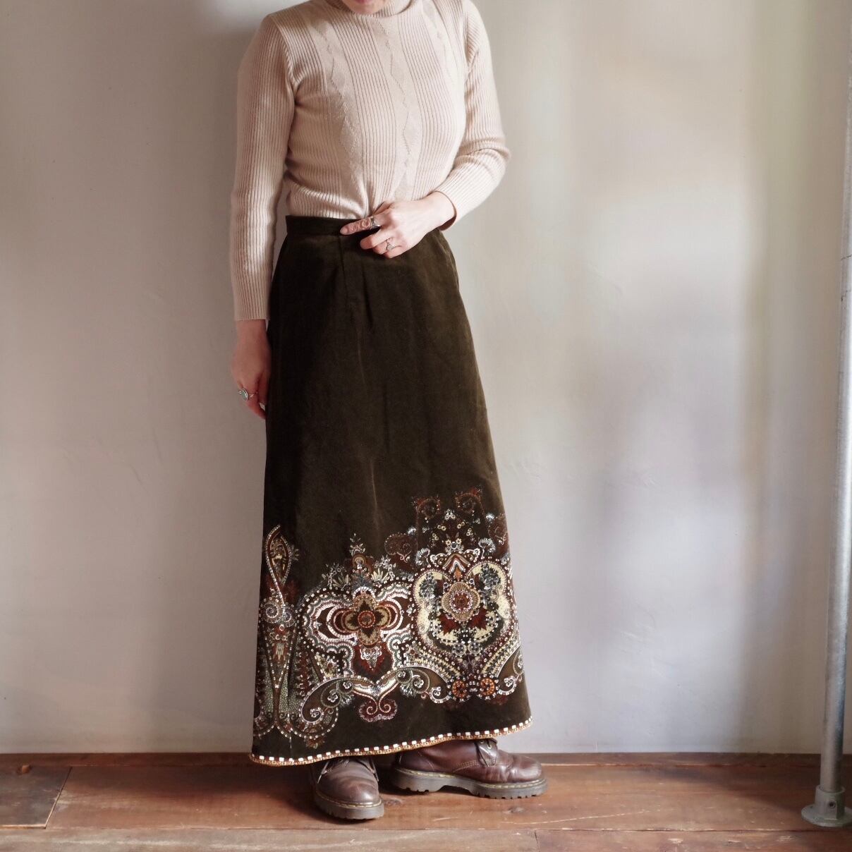 Velour Long Skirt ベロア ロング スカート 古着屋 仙台 Biscco 古着 Vintage 通販