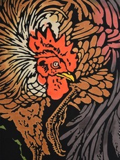 2017年　干支手ぬぐい　「尾長鶏」　[D85]