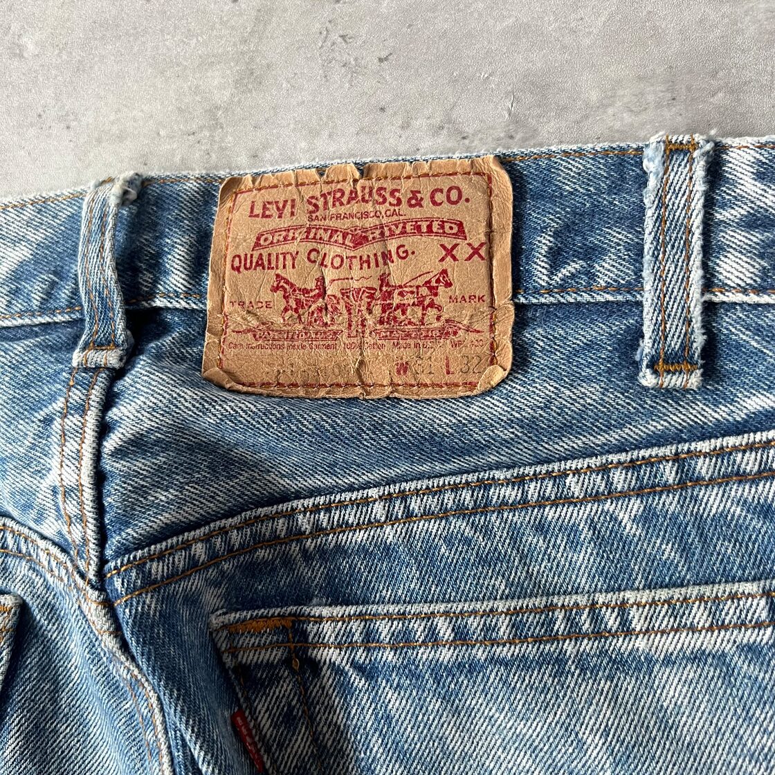 90s “Levis 501” W31L32 chemical washed denim pants made in usa 80 
