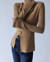 Big button slim long sleeve Top　T20091