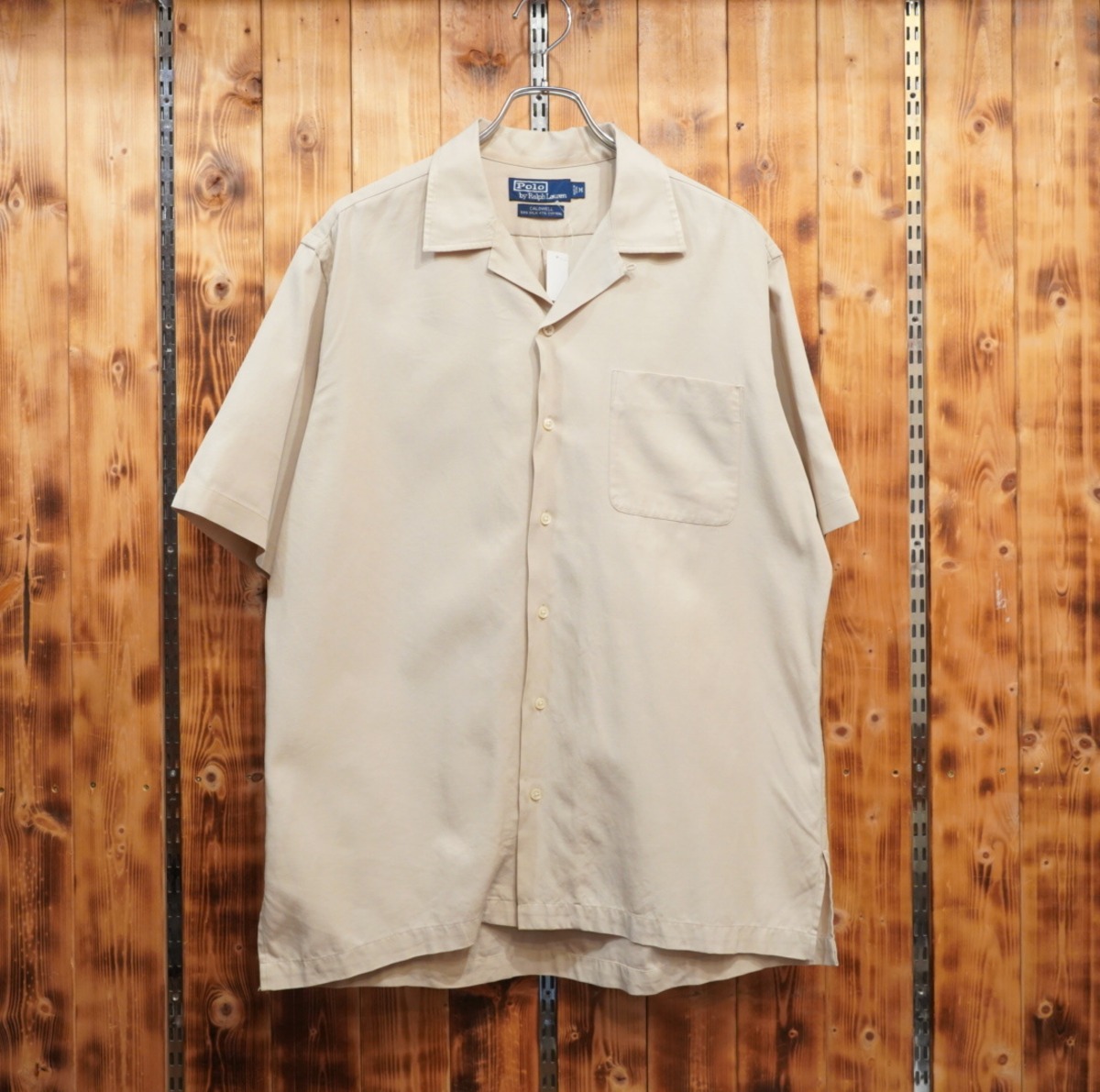 90s ralphlauren caldwell シルク コットン オープンカラーシャツ M 