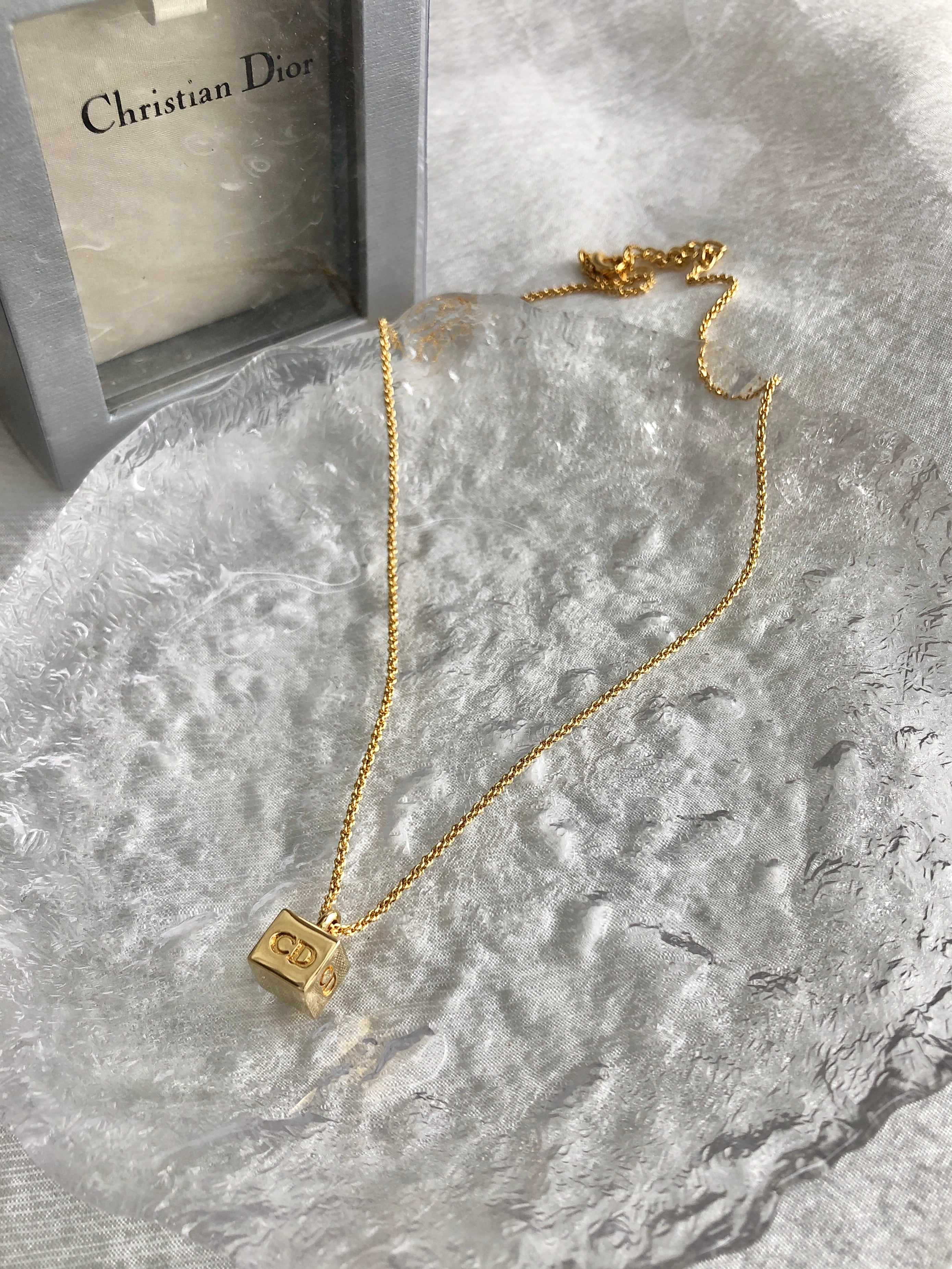 Christian Dior クリスチャン ディオール ネックレス ゴールド キューブ vintage ヴィンテージ オールド uue8e6