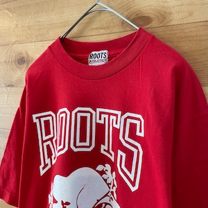 【Roots Athletes】 カナダ製 ロゴ プリント Tシャツ ルーツ Mサイズ US古着