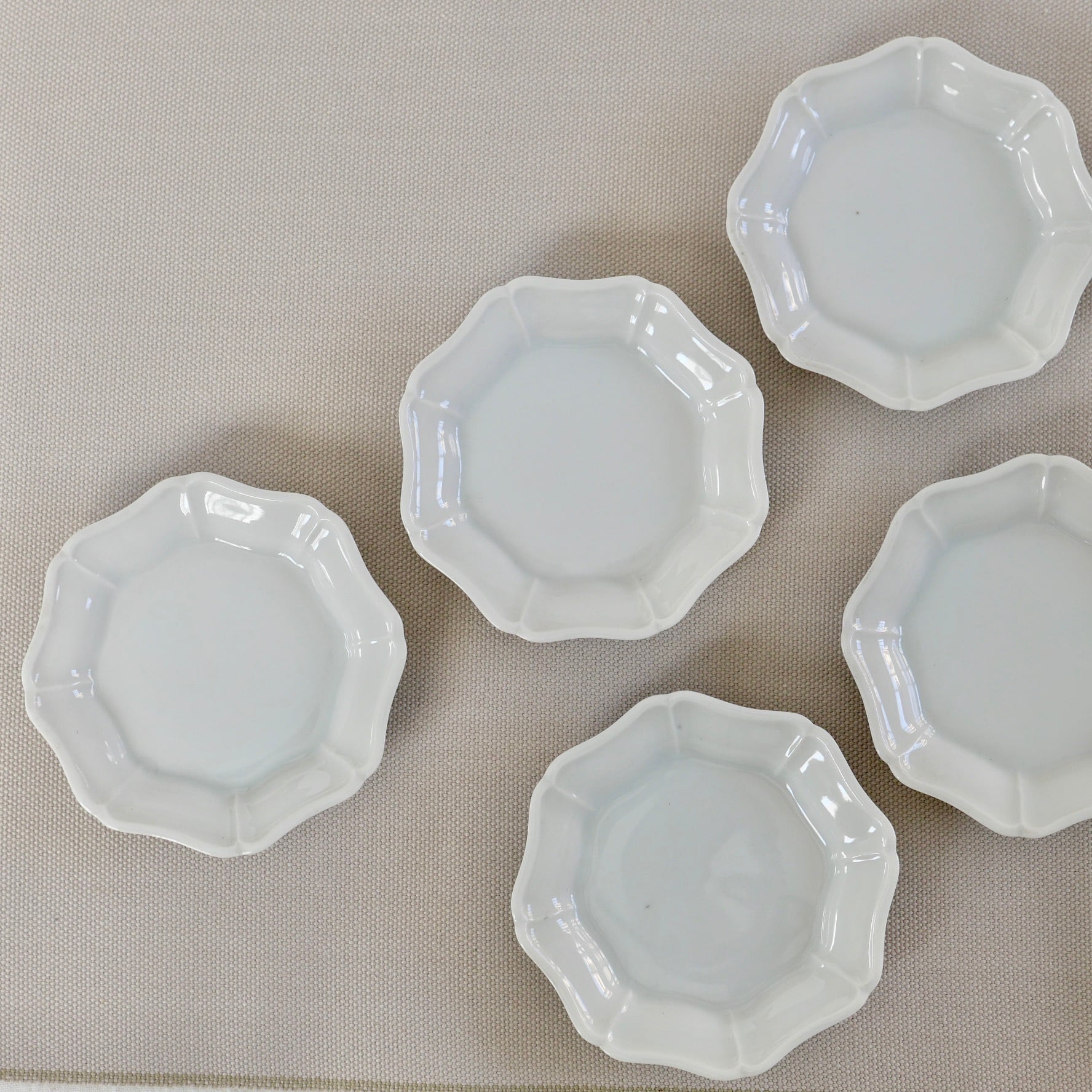 50289/50510】九谷の白 八角変形小皿 M (1枚)昭和 / Kutani White