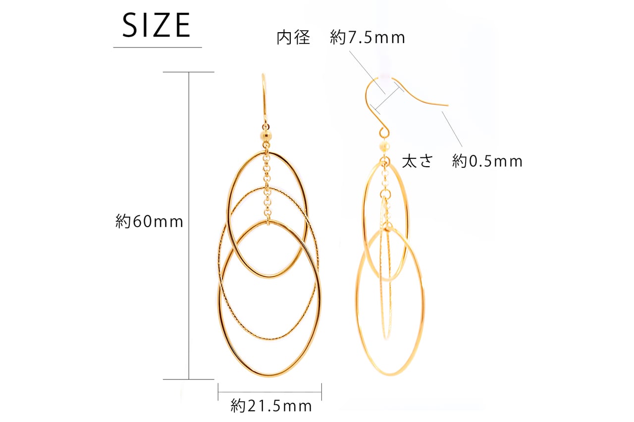 中村江里子セレクト ゴールド3連オーバルピアス（K18） | 中村江里子