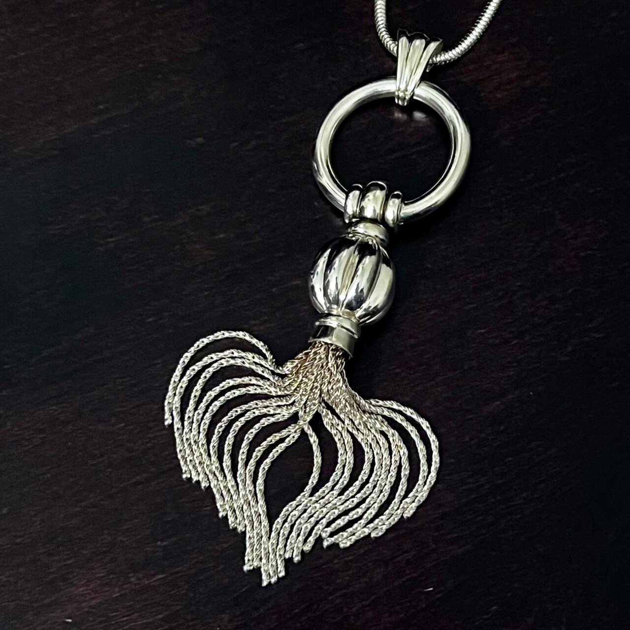 VINTAGE TIFFANY & CO. Tassel Pendant Necklace Snake Chain Sterling