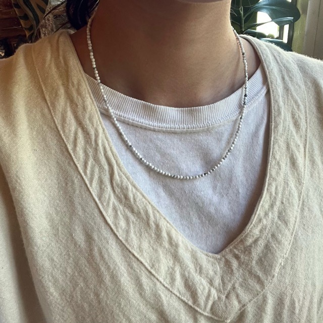 TOPANGA Jewelry　ミニジェムネックレス　ホワイトハウライト　ホワイト　チョーカー　ナチュラルストーン　天然石　パワーストーン　ペンダント　ギフト　White Howlite
