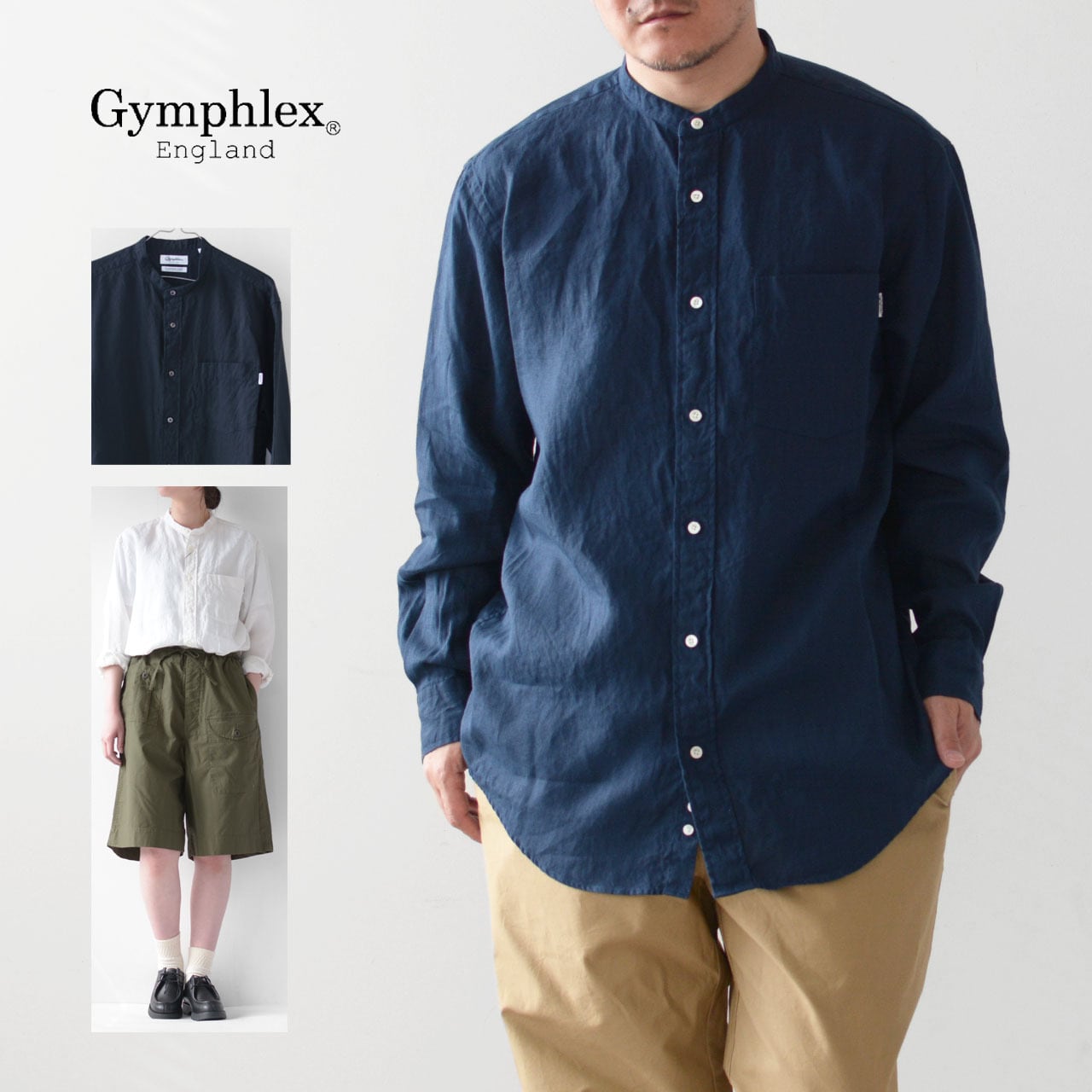 Gymphlex [ジムフレックス] M BAND COLLAR SHIRT L/S [J-1352SLS ...