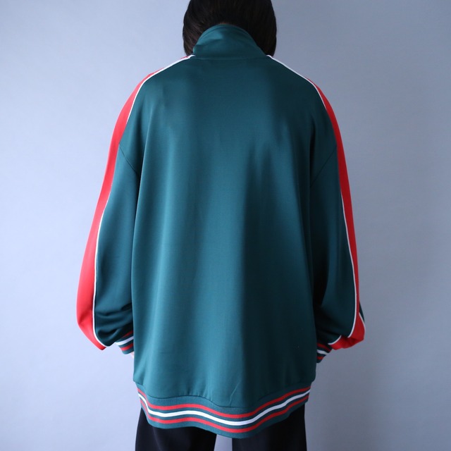 3-tone good coloring loose silhouette track jacket