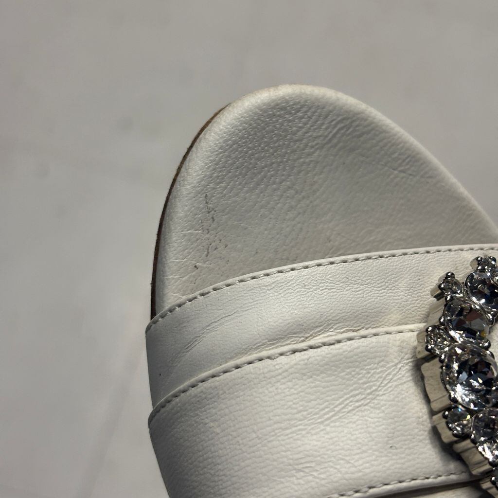 JIMMY CHOO ジミーチュウ Crystal Buckle Leather Mule Sandals