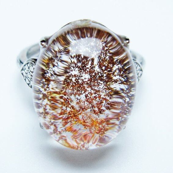 ガーデンクォーツ 指輪 ガーデン水晶 リング フリーサイズ 15号 一点物 メール便可 [M便 1/20] 115-6891