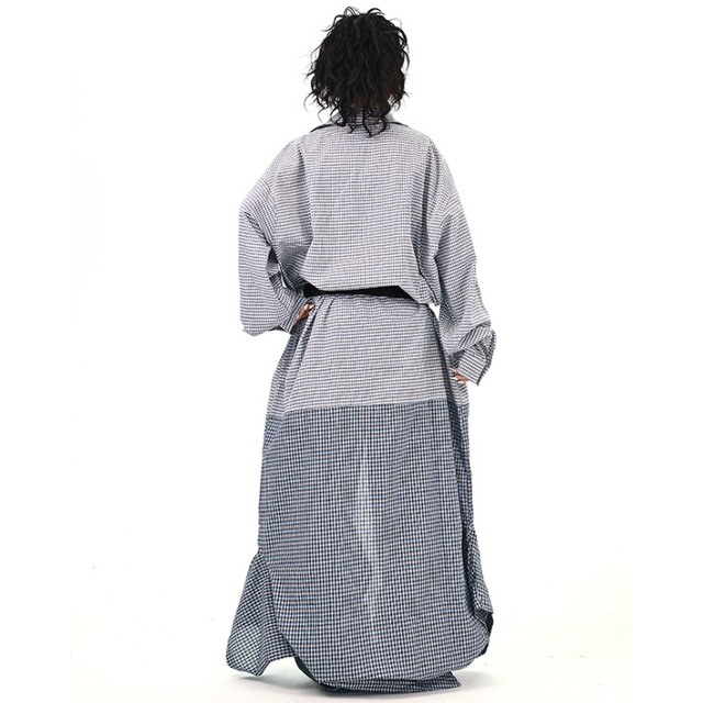 layered design checkered shirt　レイヤードデザインチェック柄シャツ　J1229