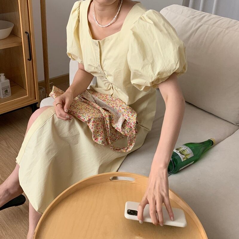 スカート プリーツブレストスリーブドレス サマーレディース 夏物 ビッグFスモールZ韓国17334359278