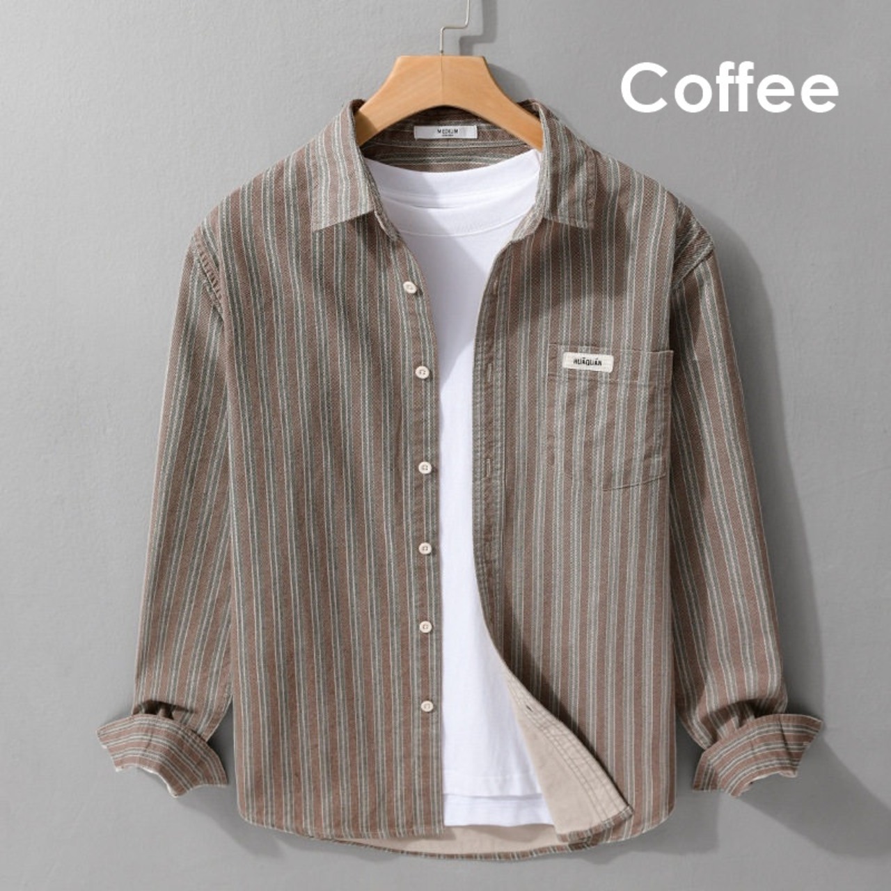 【M-3XL】Vintage Stripe Long Sleeve Shirt / ヴィンテージ ストライプ 長袖 シャツ