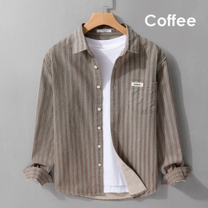 【M-3XL】Vintage Stripe Long Sleeve Shirt / ヴィンテージ ストライプ 長袖 シャツ